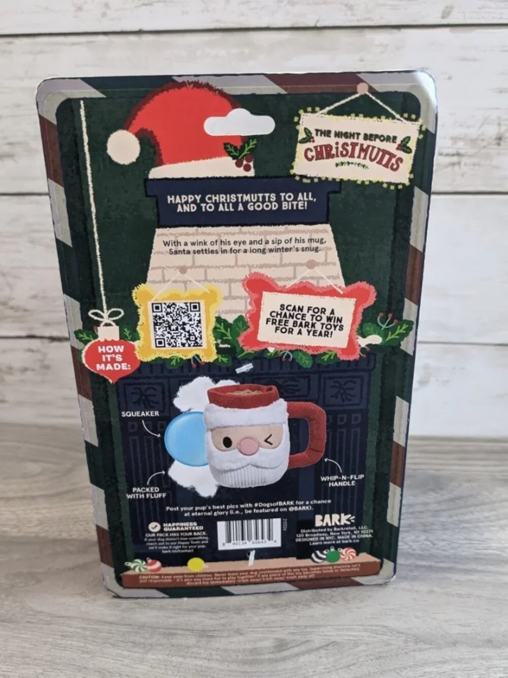 BARK Holiday Santa's Big Mug Dog Toy Hot cocoa